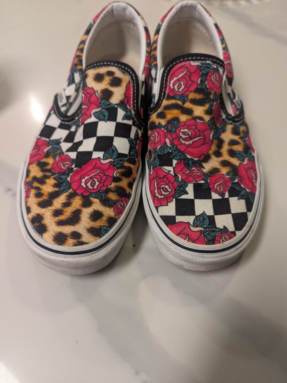 Cheetah Checkered Rose slip on Vans size 7 W